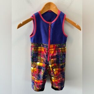 Columbia Colourful Fleece Zipper Adjustable Velcro Strap Snowpants 24 Months